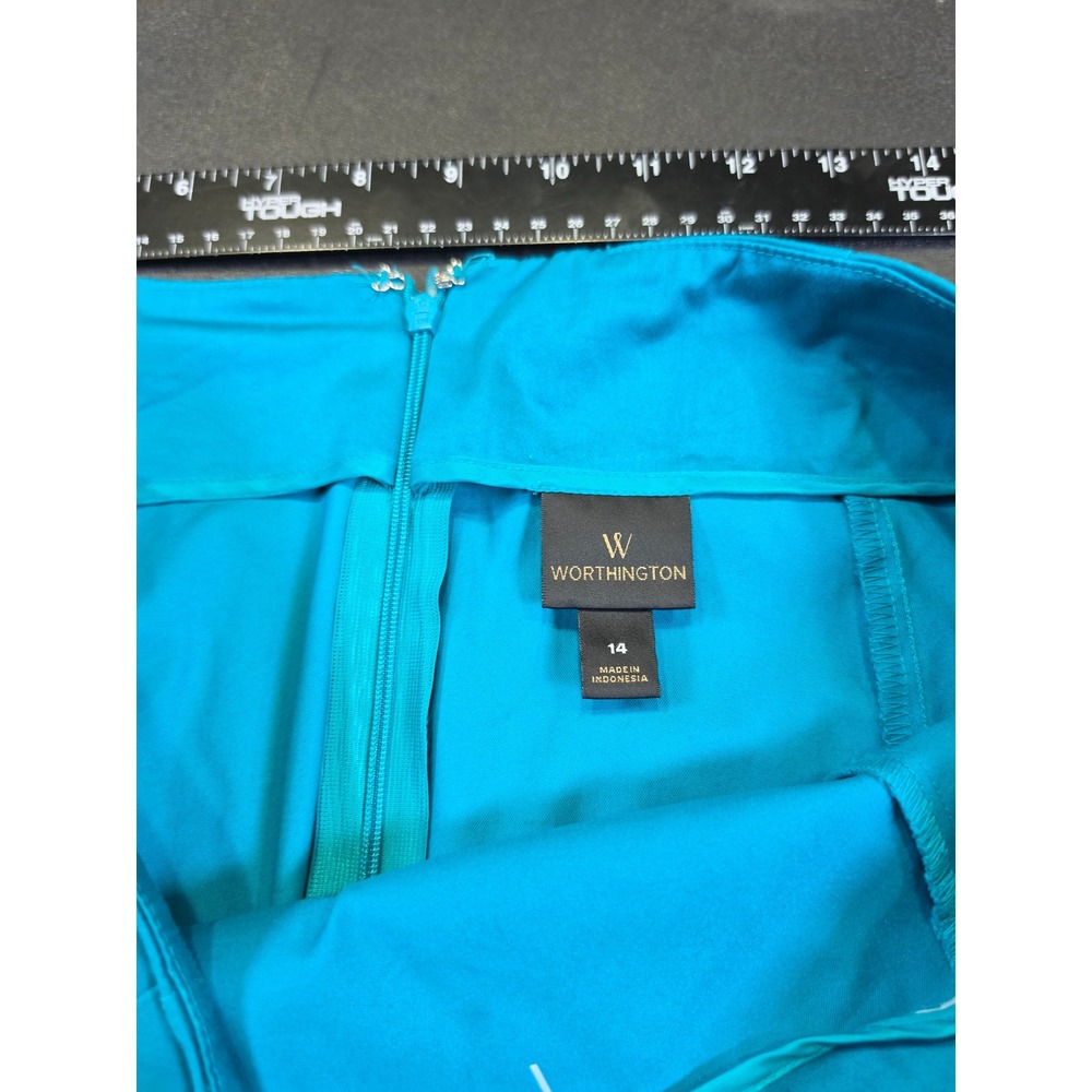Worthington Womens Turquoise Blue Pencil Skirt Size 14 Knee Length Professional